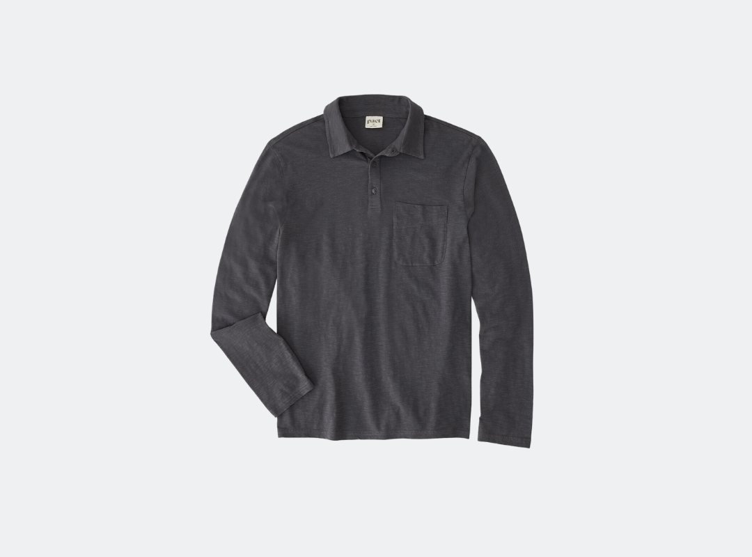 Pact Field Midweight Slub Long Sleeve Polo