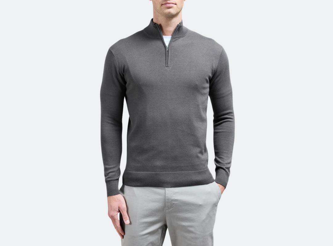 ARNE Cotton Knitted Half Zip Funnel Neck Jumper